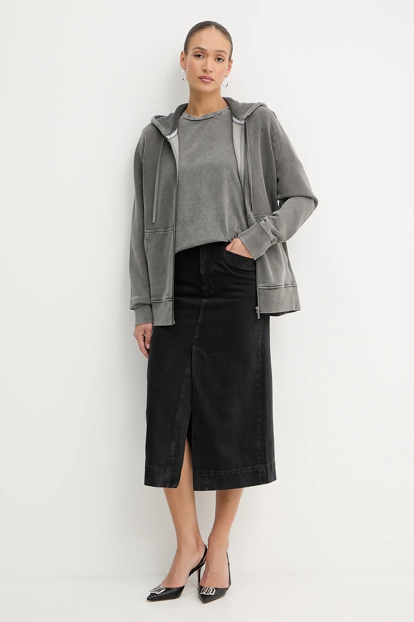 Джинсовая юбка BOSS цвет чёрный midi прямая 50542557