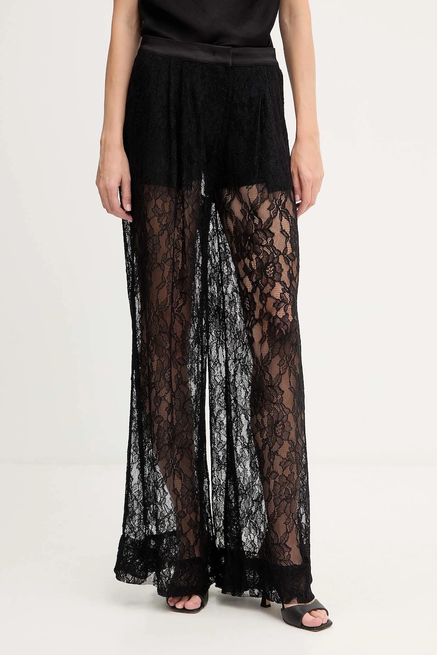 Levně Kalhoty Pinko dámské, černá barva, široké, high waist, 105501 A2R7