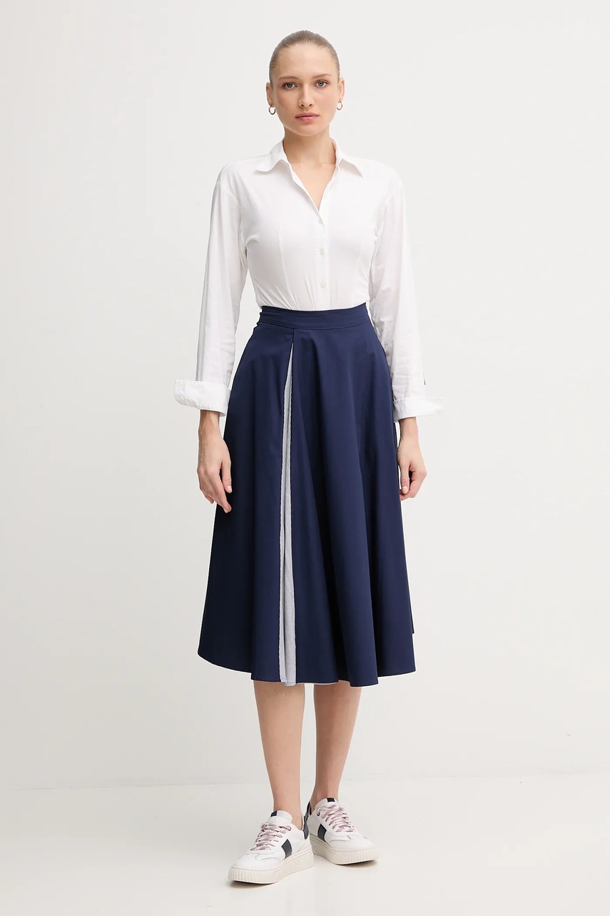 Юбка United Colors of Benetton цвет синий midi расклешённая 49WND004Z