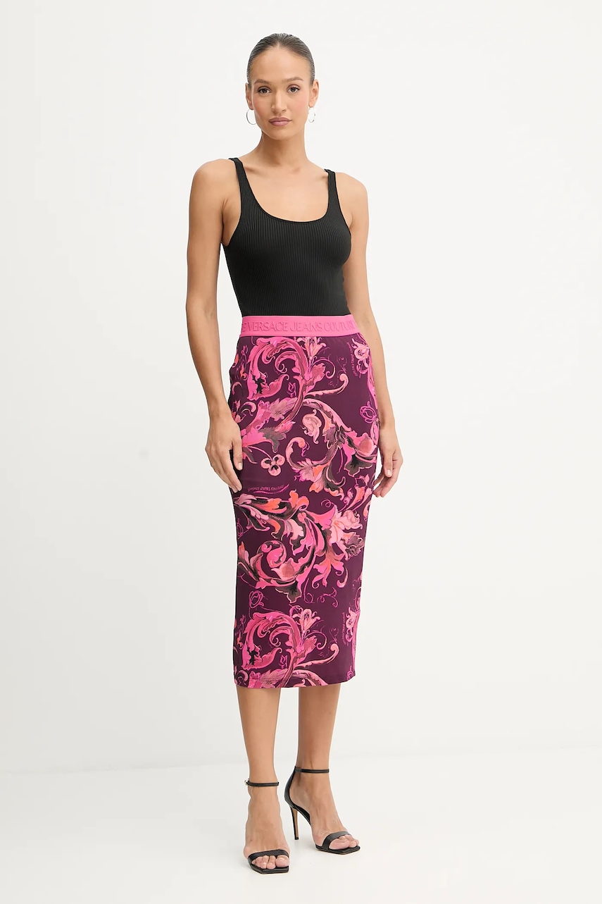 Юбка Versace Jeans Couture цвет бордовый midi карандаш 79HAE806 JS500 Юбка Versace Jeans Couture цвет бордовый midi карандаш 79HAE806 JS500