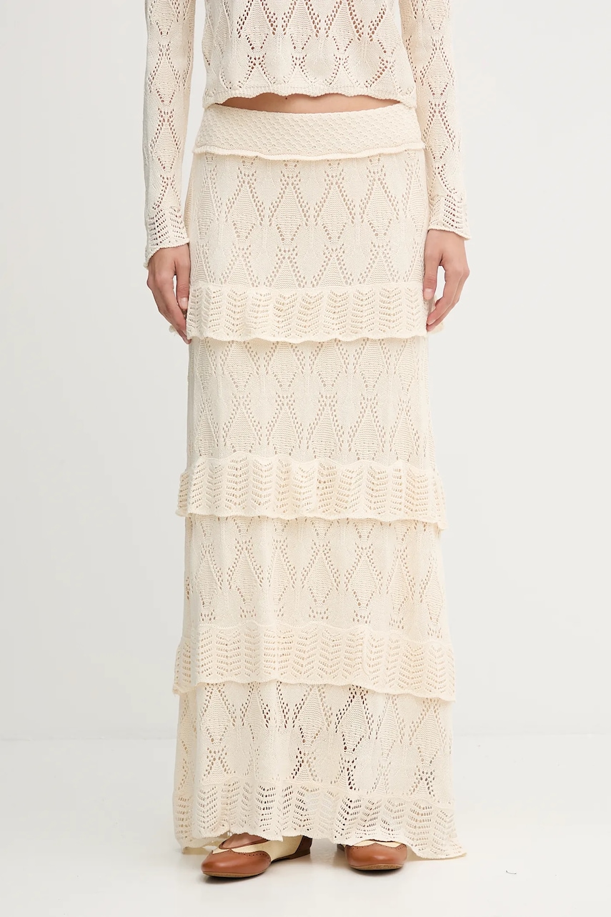 Hoss Intropia fustă culoarea bej, maxi, evazați, 8422449