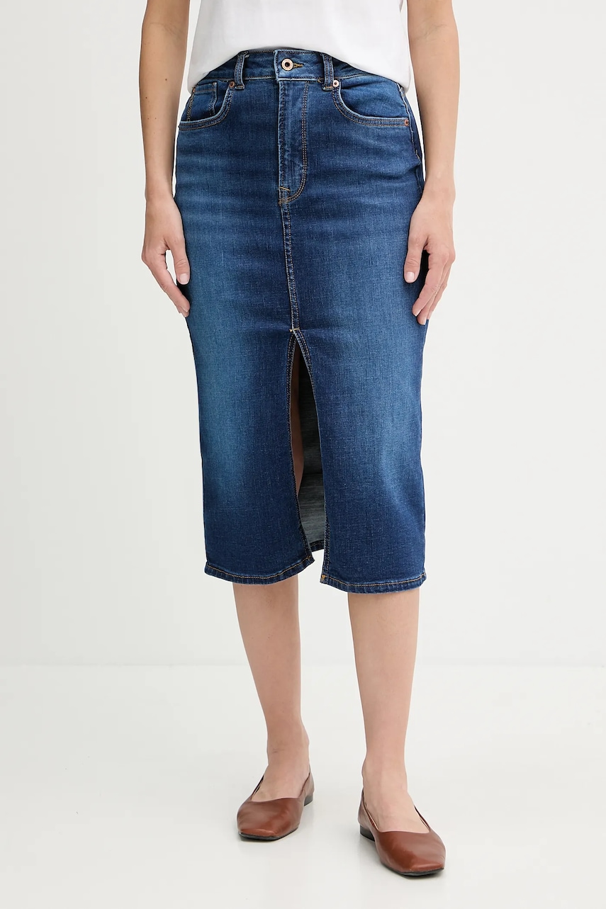 Pepe Jeans fustă jeans midi, creion, PL9011865FB