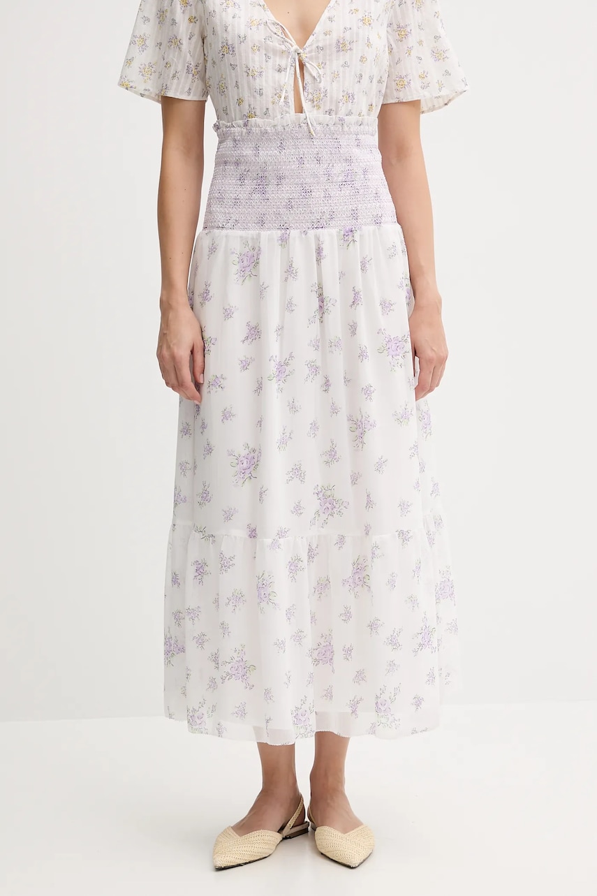 Pepe Jeans fusta culoarea alb, maxi, evazati, PL901223