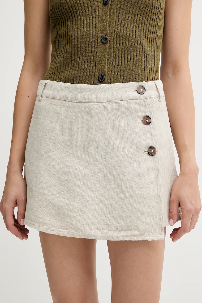 Pepe Jeans fustă pantaloni culoarea bej, uni, medium waist, PL901224