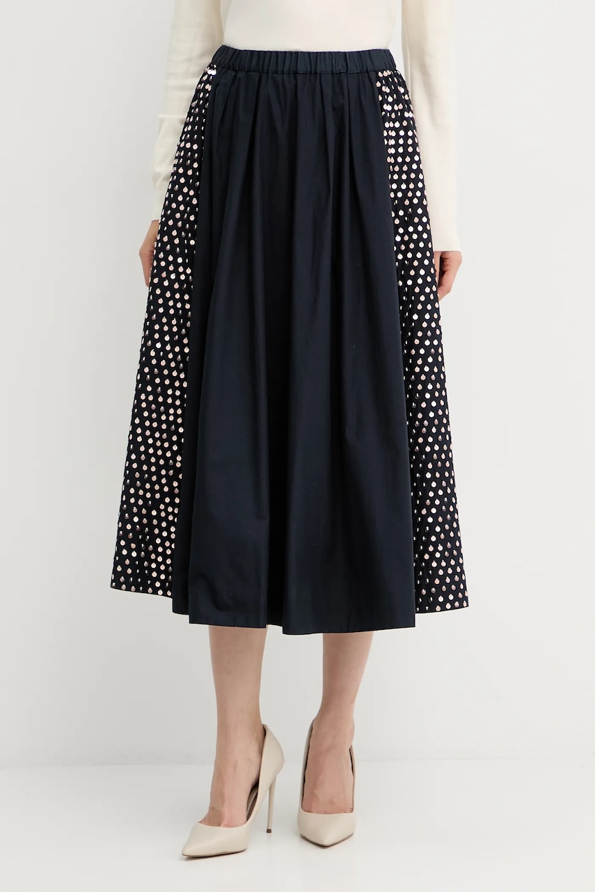Forte Forte fustă din bumbac culoarea bleumarin, maxi, evazați, 14114.my.skirt