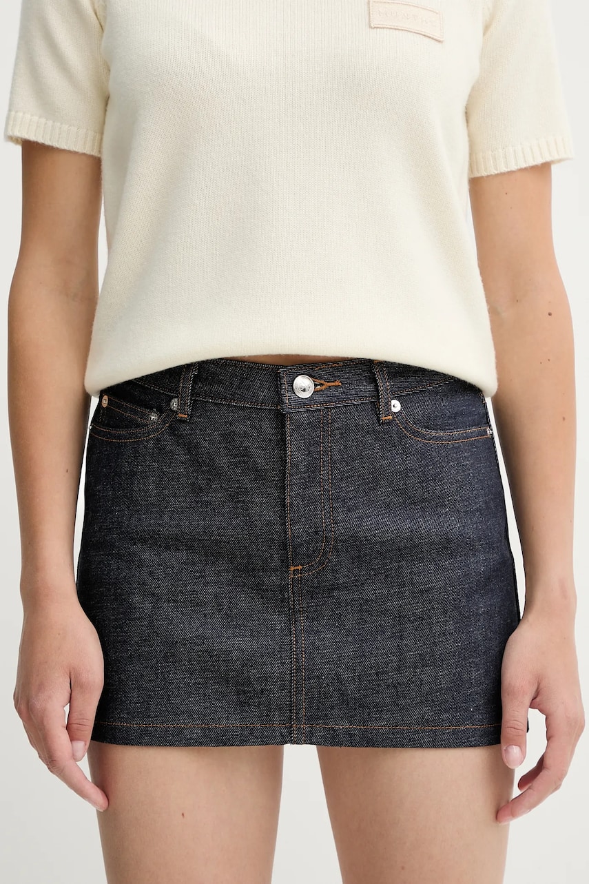 A.P.C. fustă din denim mini-jupe culoarea bleumarin, mini, drept, CODBS.F06093