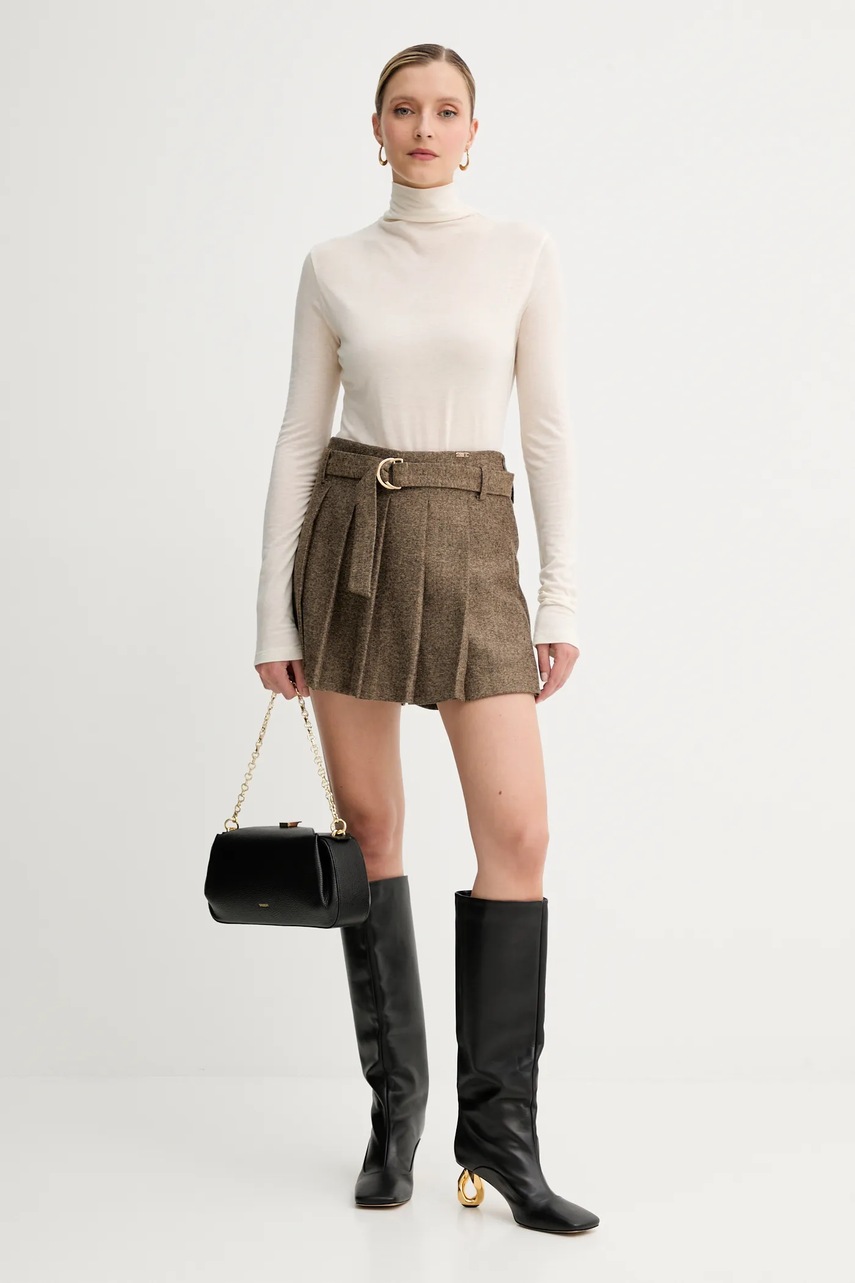 Брюки-юбка Fracomina цвет коричневый однотонные высокая посадка FJ25WV6001W81601