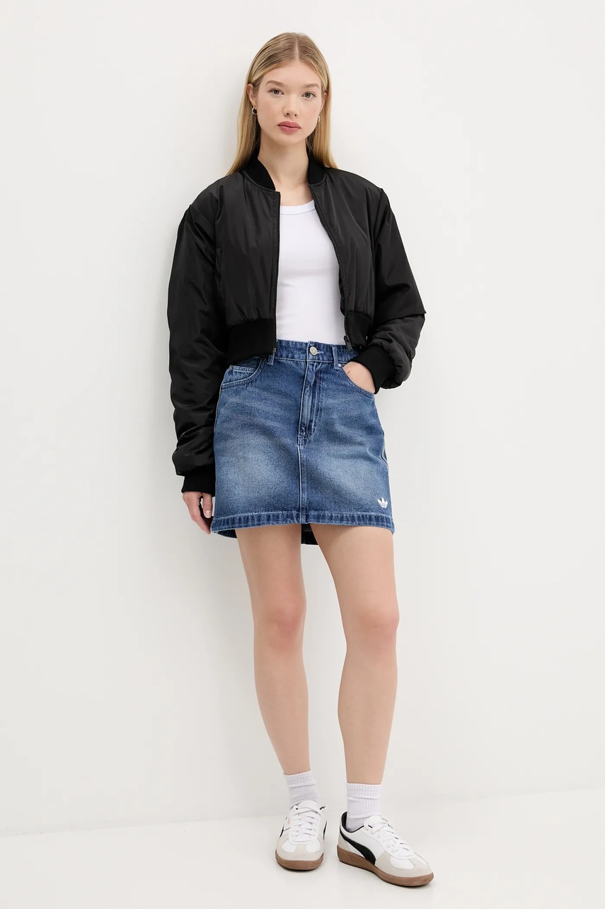 Джинсовая юбка adidas Originals Denim Mini Skt mini расклешённая JW2649