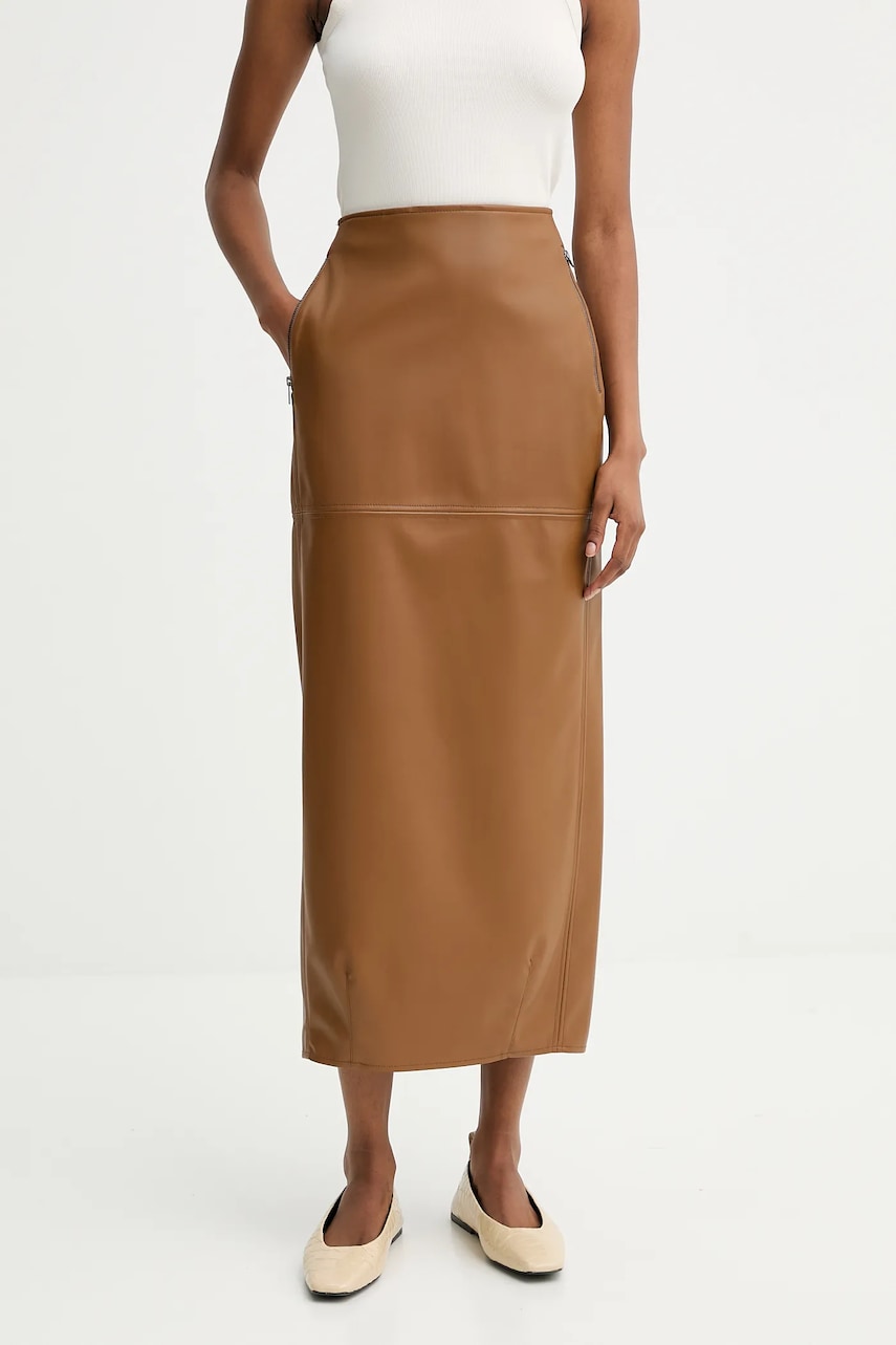 MM fustă FABIANA culoarea maro, maxi, creion, 2526776037600