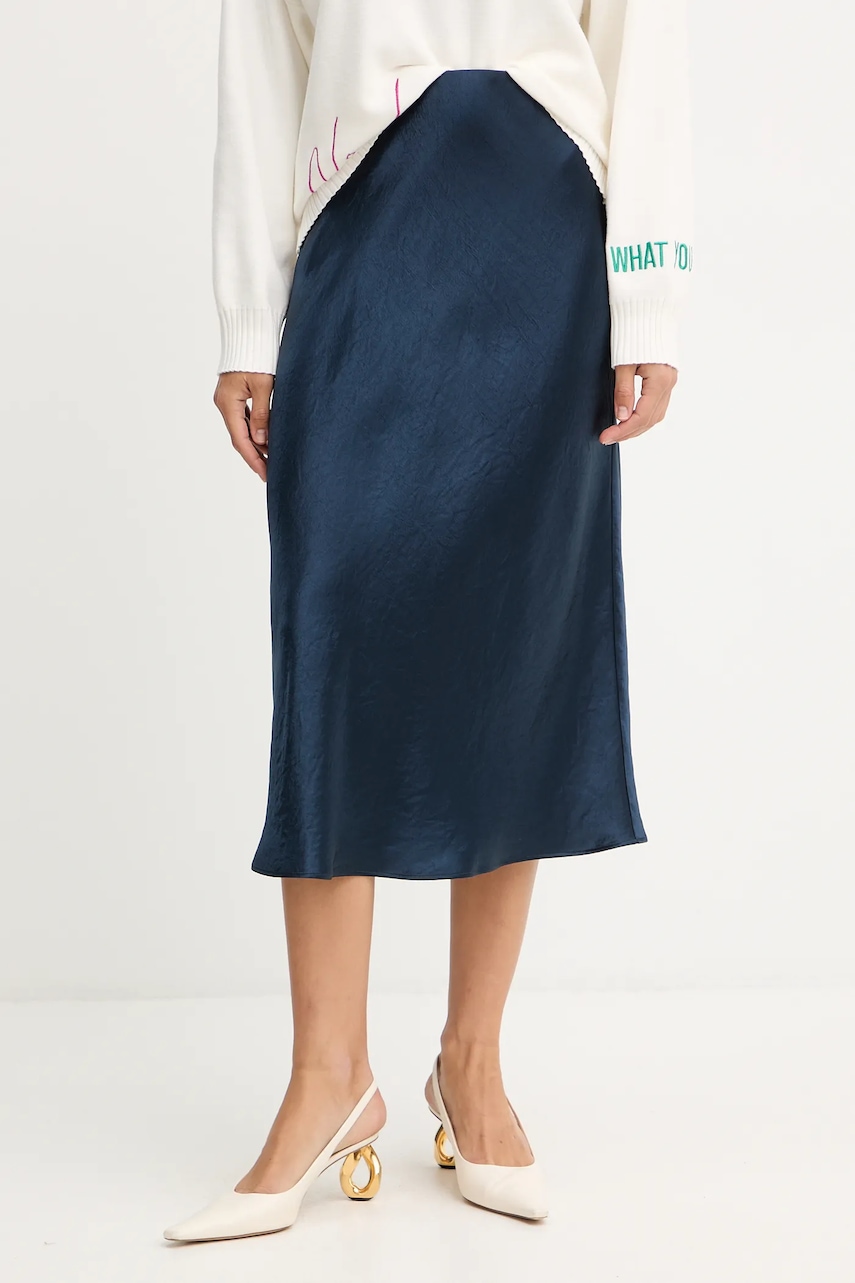 MM fustă ALESSIO culoarea bleumarin, midi, evazati, 2526106018600