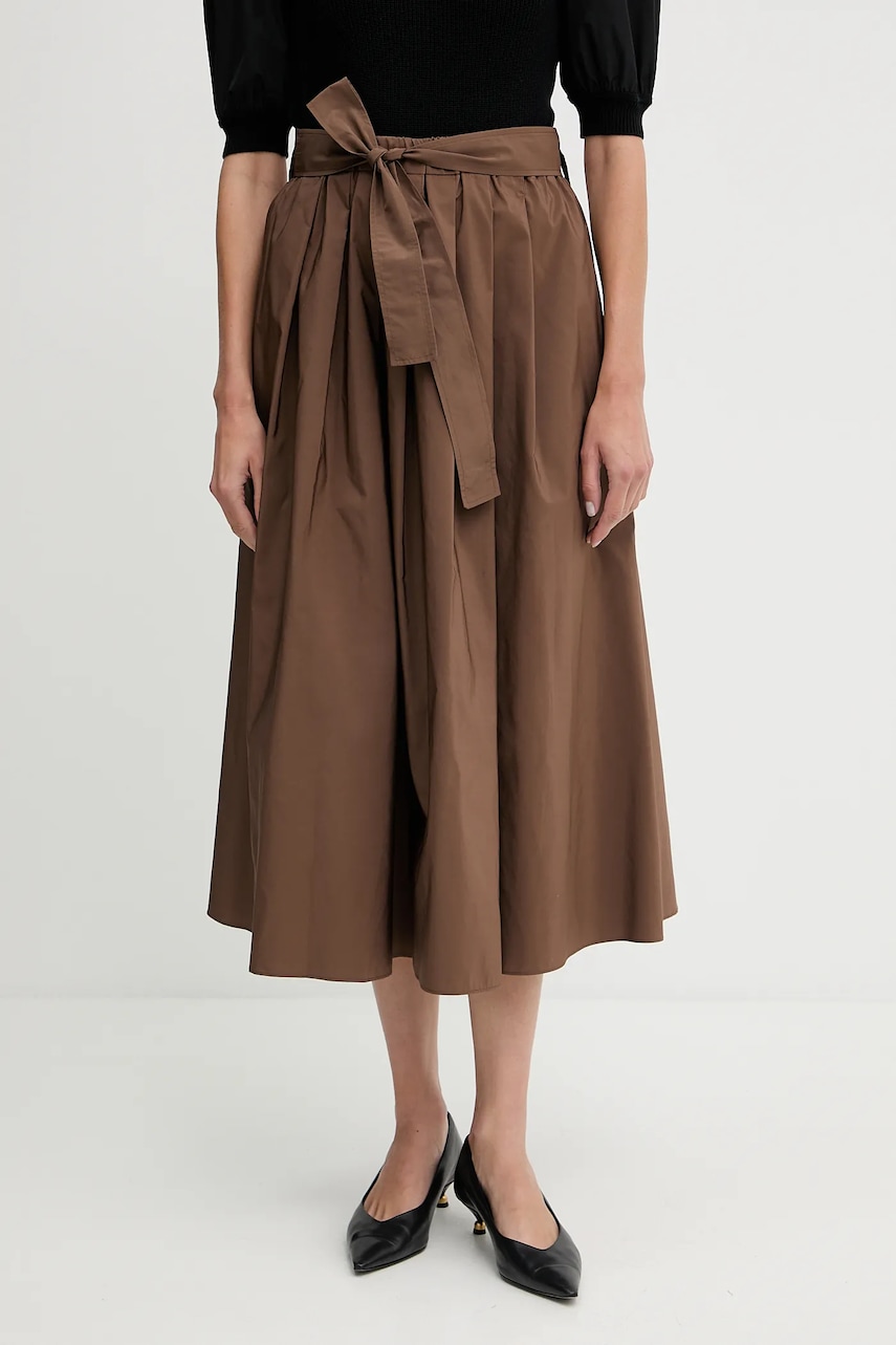 Weekend Max Mara fustă ZARDA culoarea maro, midi, evazați, 2525106031600