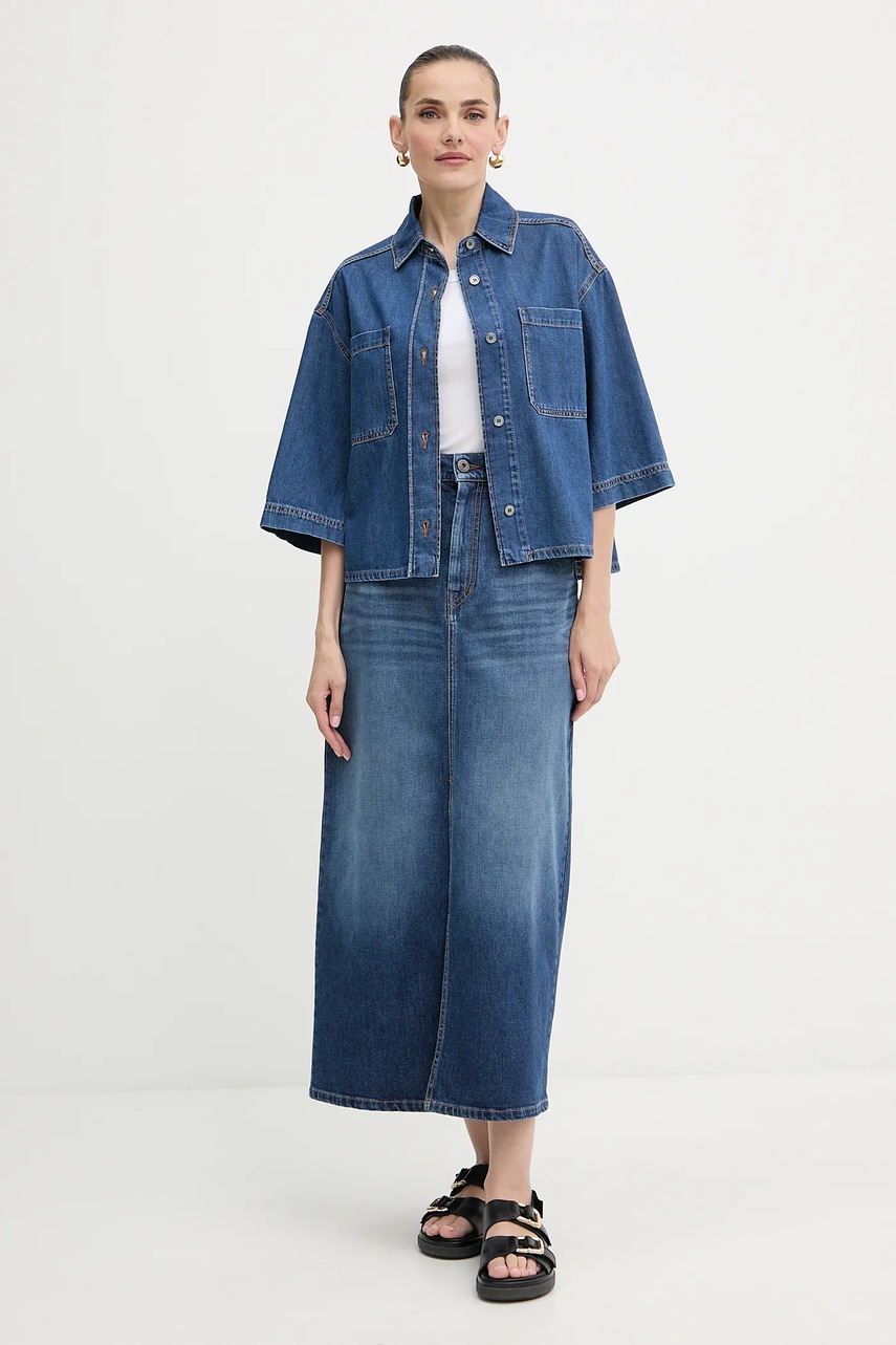 Джинсовая юбка Weekend Max Mara ZARELIA цвет синий maxi прямая 2525106061600