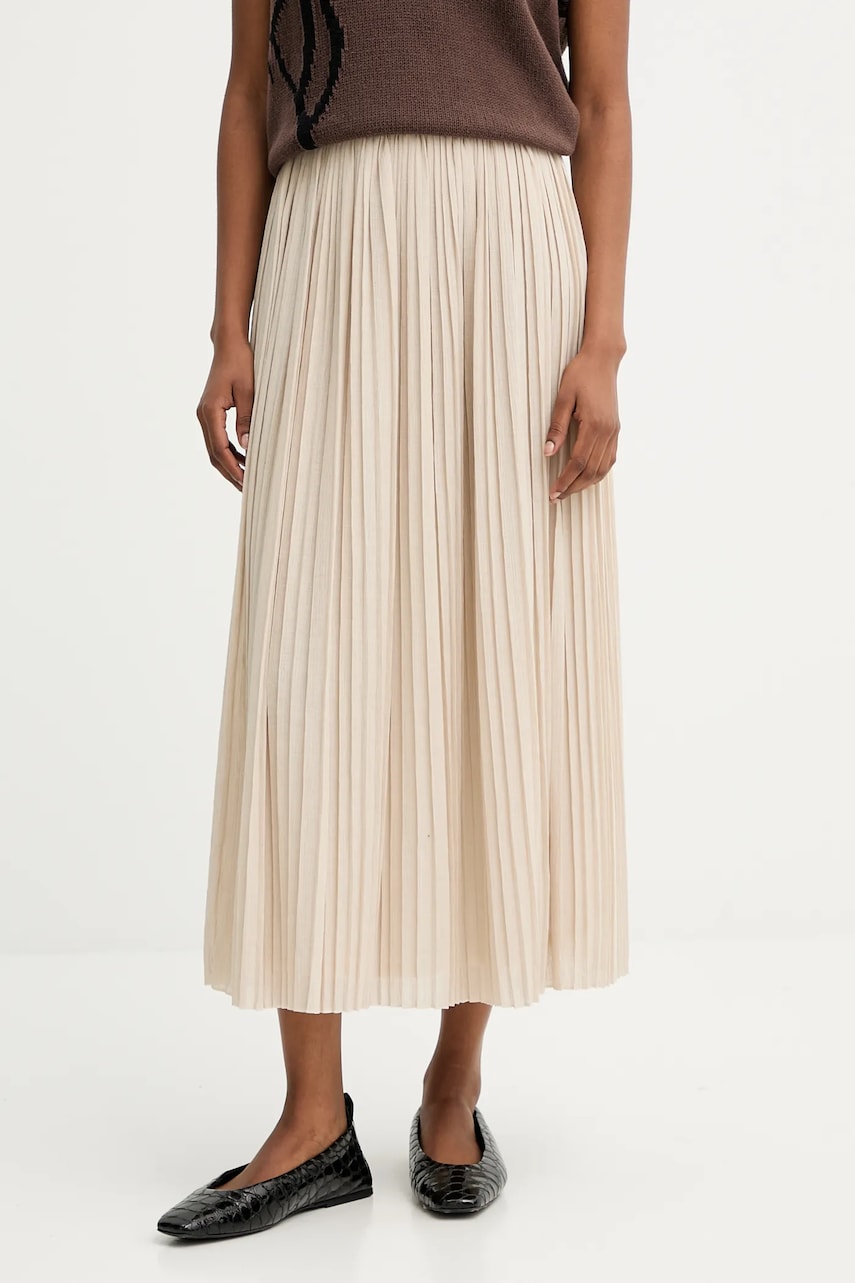 Weekend Max Mara fustă CRAL culoarea bej, midi, evazați, 2525776021600