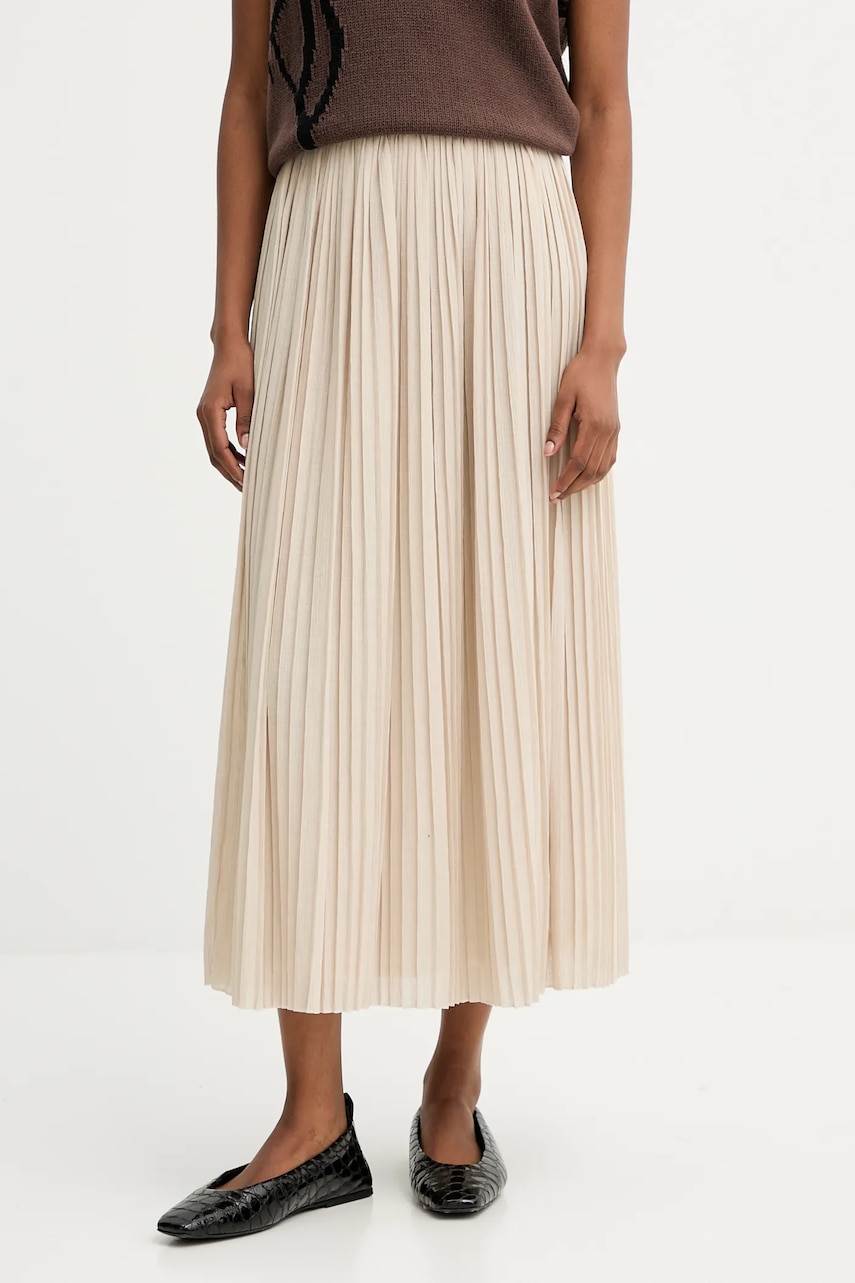 Weekend Max Mara fustă CRAL culoarea bej, midi, evazați, 2525776021600