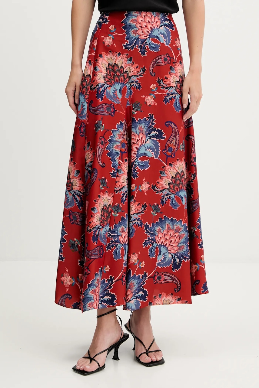 Farm Rio fustă culoarea roșu, maxi, evazați, 336682