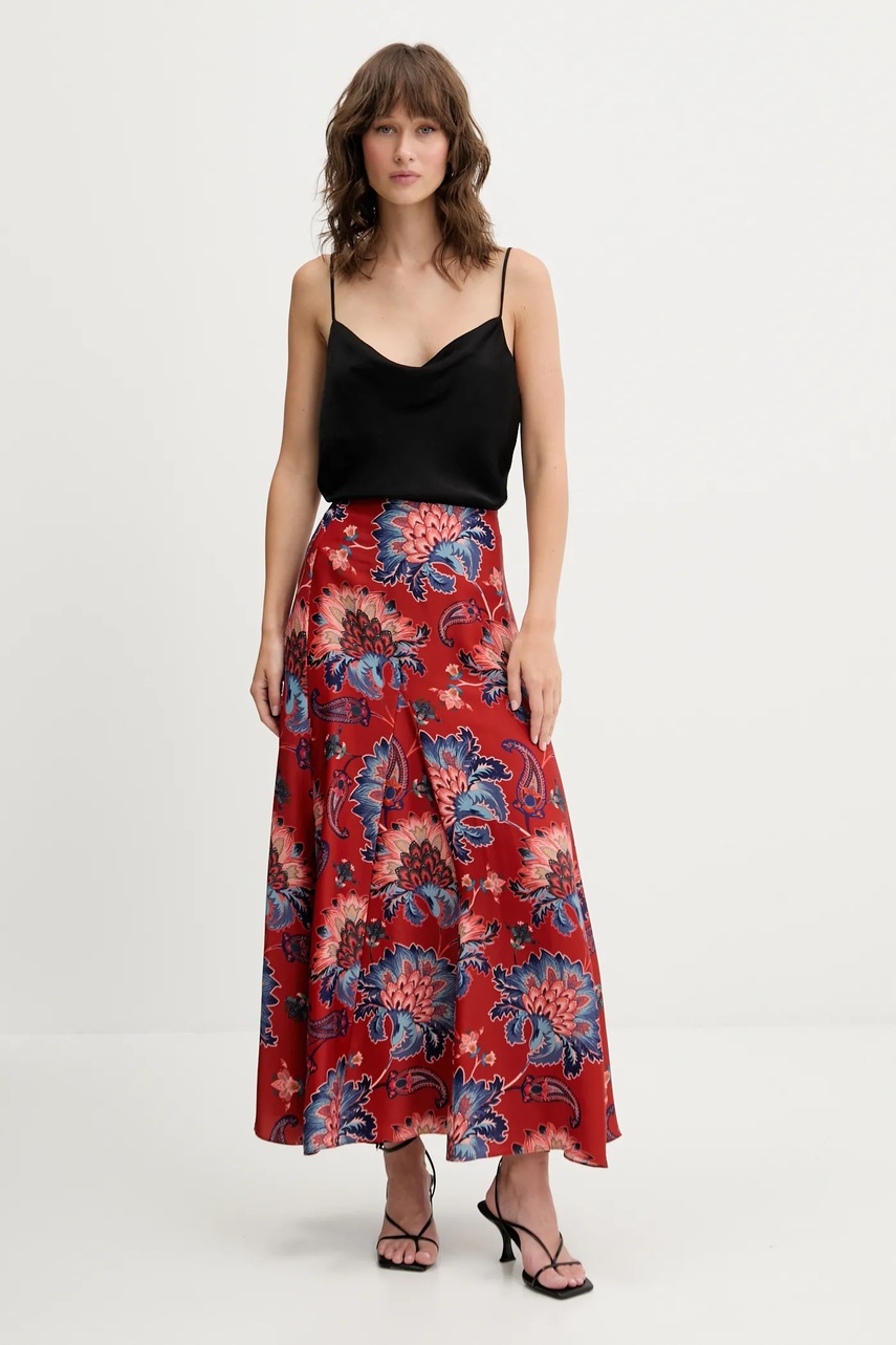 Юбка Farm Rio цвет красный maxi расклешённая 336682