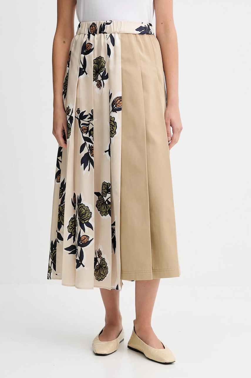 Weekend Max Mara fustă din amestec de lână ETRA culoarea bej, midi, evazati, 2525106012600