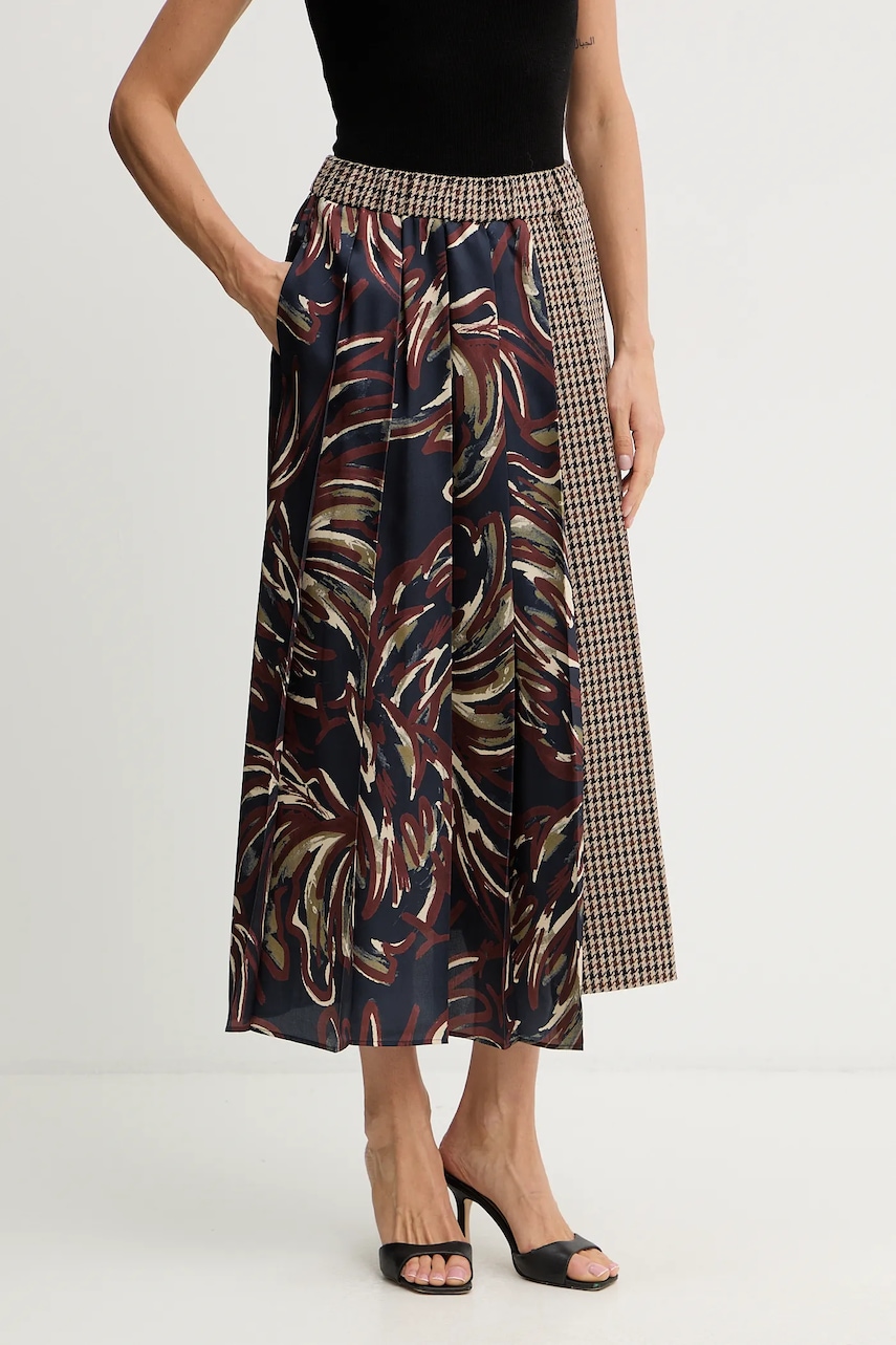 Weekend Max Mara fustă cu lână FANALE culoarea bleumarin, midi, evazati, 2525106092600