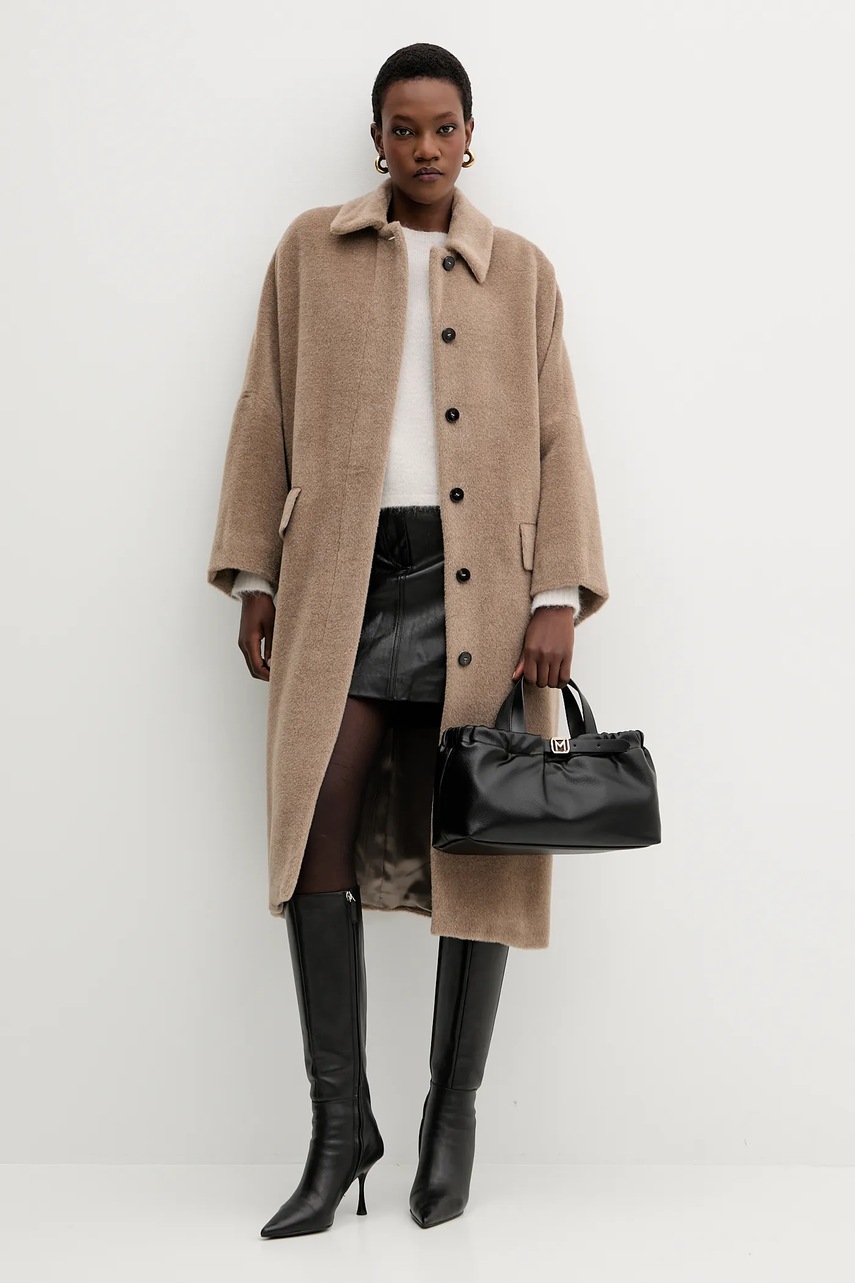 Кожаная юбка Weekend Max Mara HULL цвет чёрный mini расклешённая 2525406012600