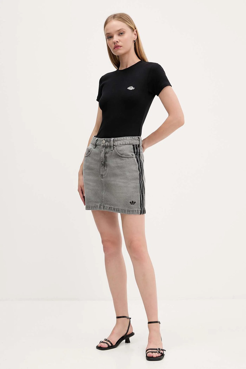 Джинсовая юбка adidas Originals Denim Mini Skt цвет серый mini карандаш JW2657