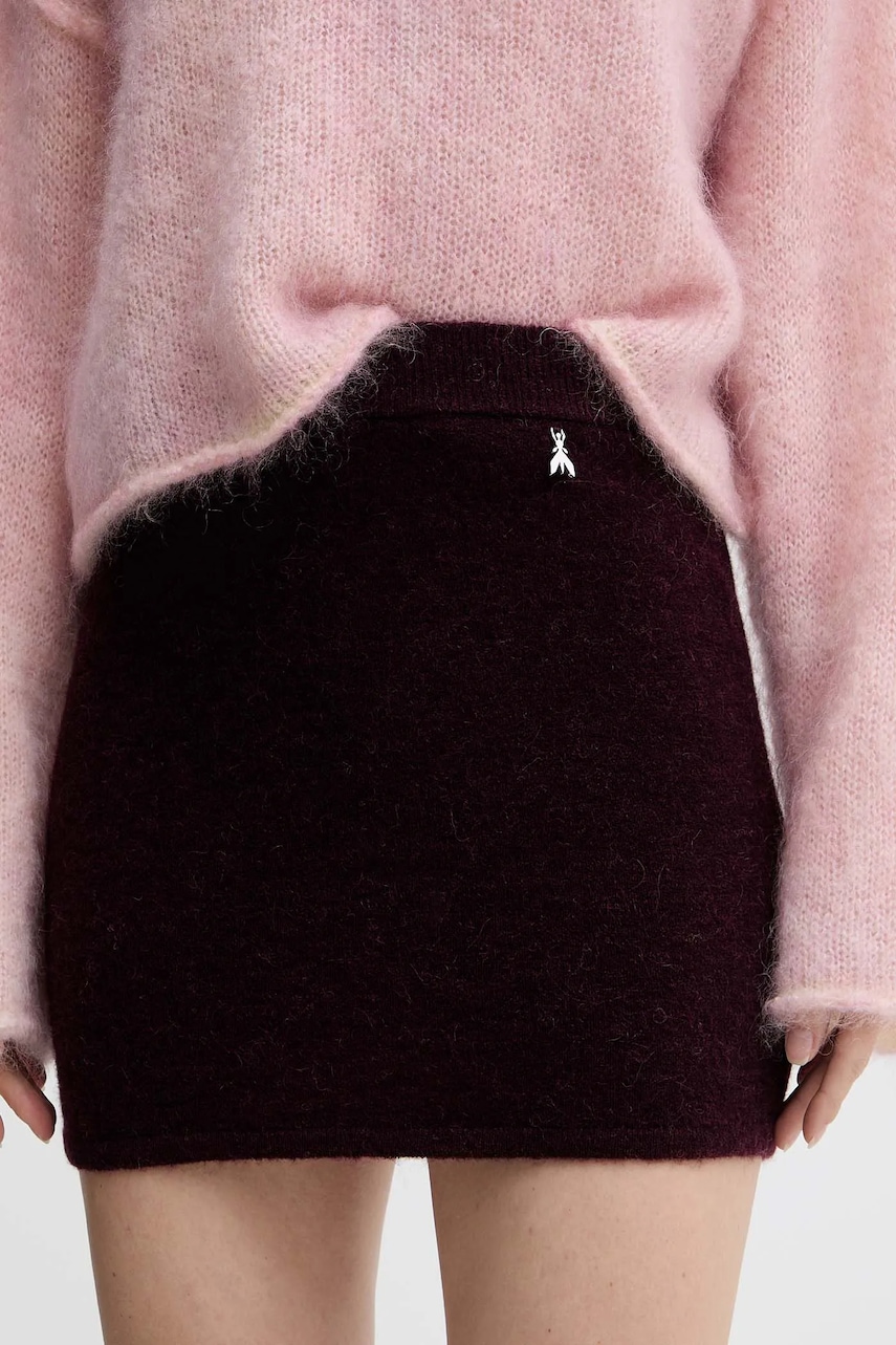 Sukně s příměsí vlny Patrizia Pepe vínová barva, mini, 2G1034 K293