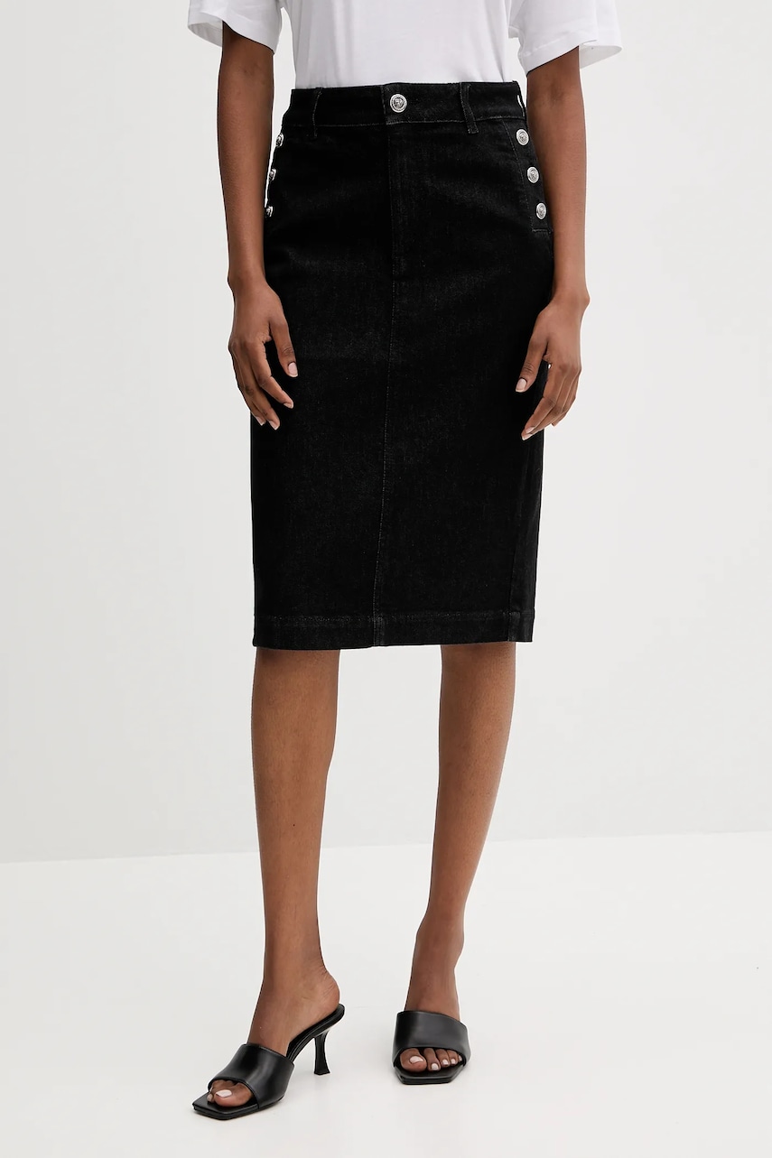 Džínová sukně Liu Jo černá barva, midi, UF5092.D0264