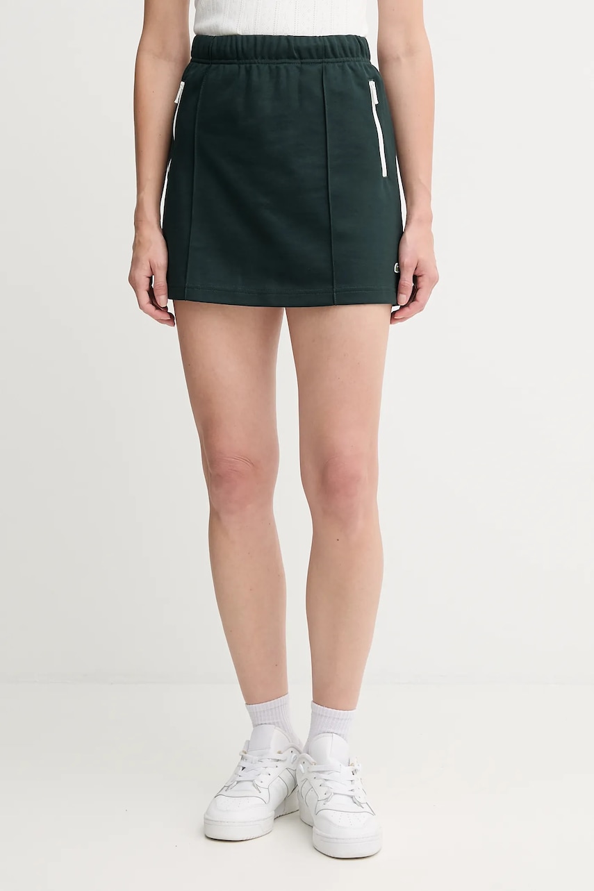 Lacoste fustă culoarea verde, mini, evazați, JF5294