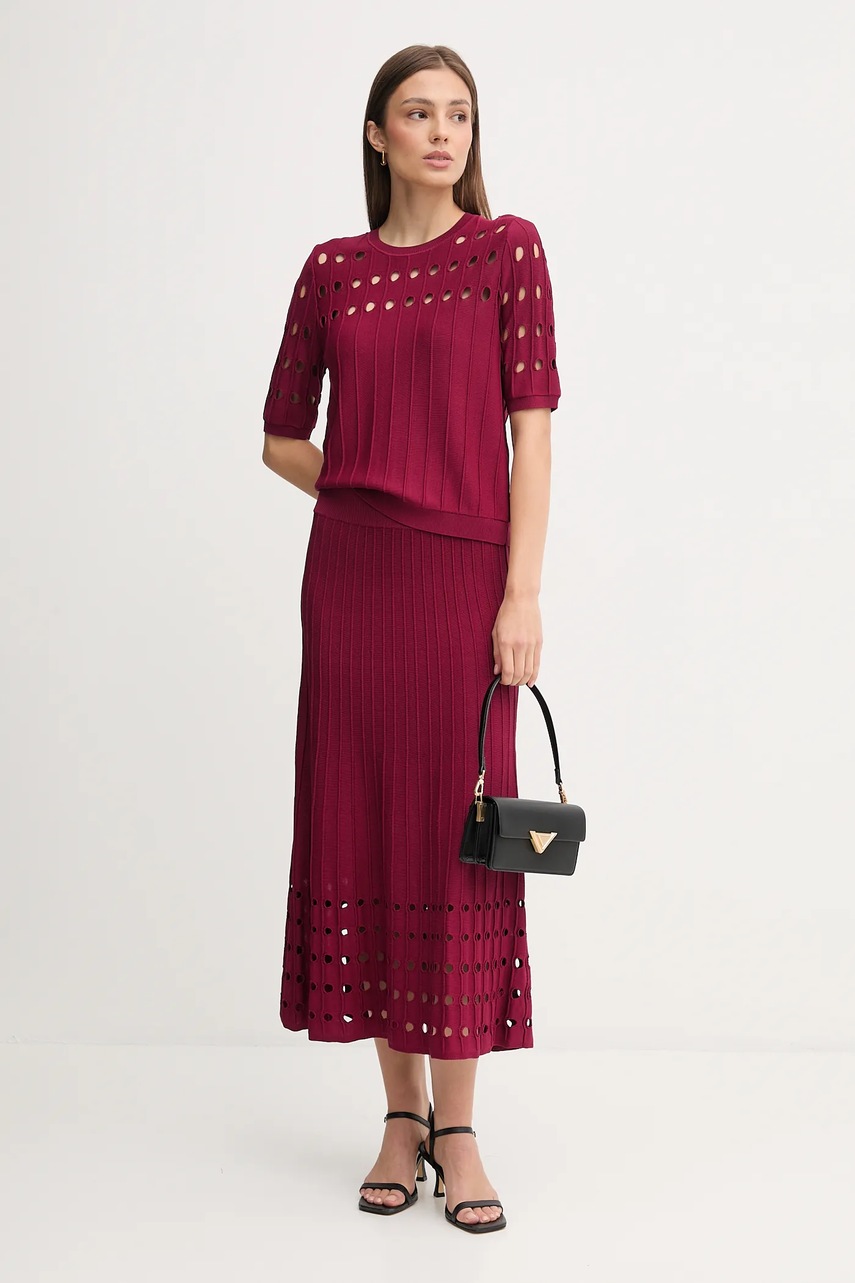 Юбка Dkny цвет бордовый midi расклешённая P5ERAX08