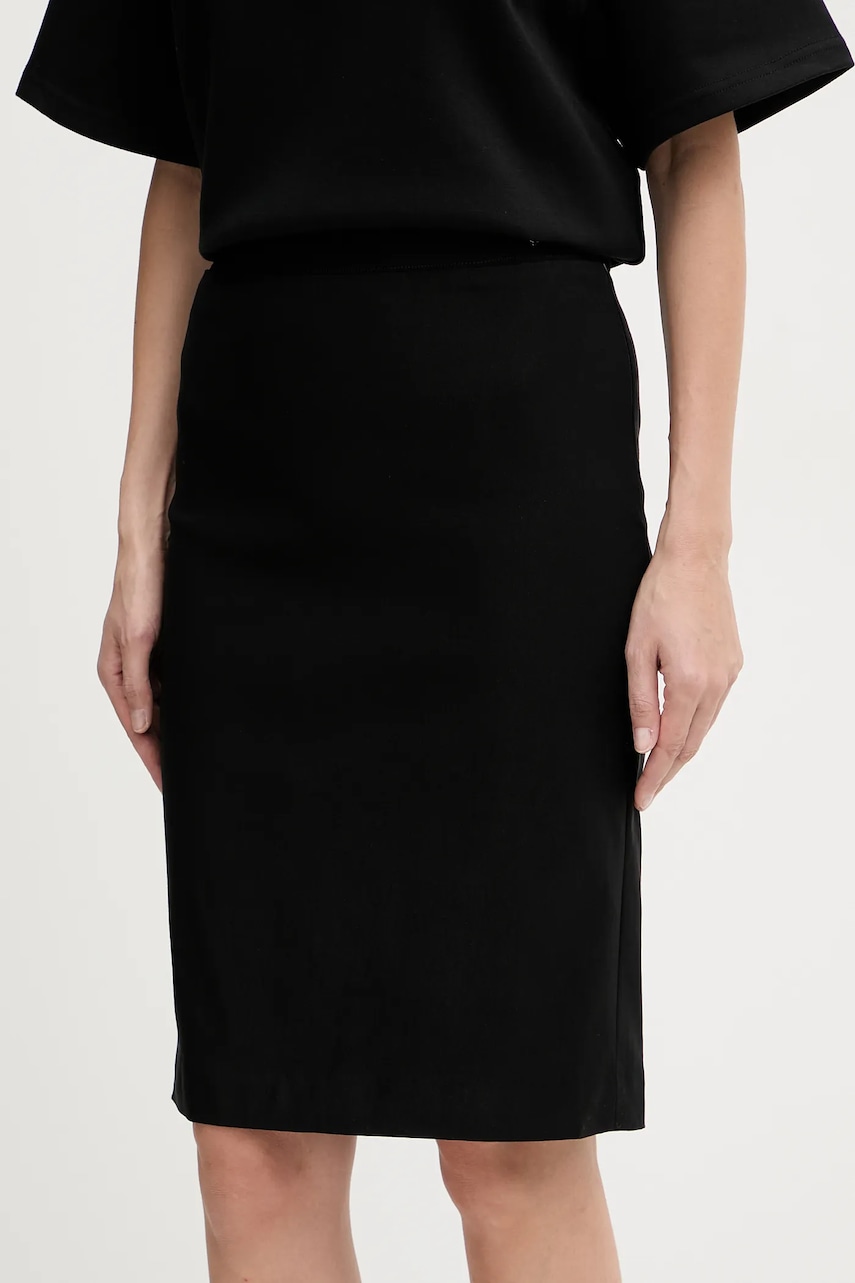 Levně Sukně Guess CRETA černá barva, midi, pouzdrová, W5BD84 W2362