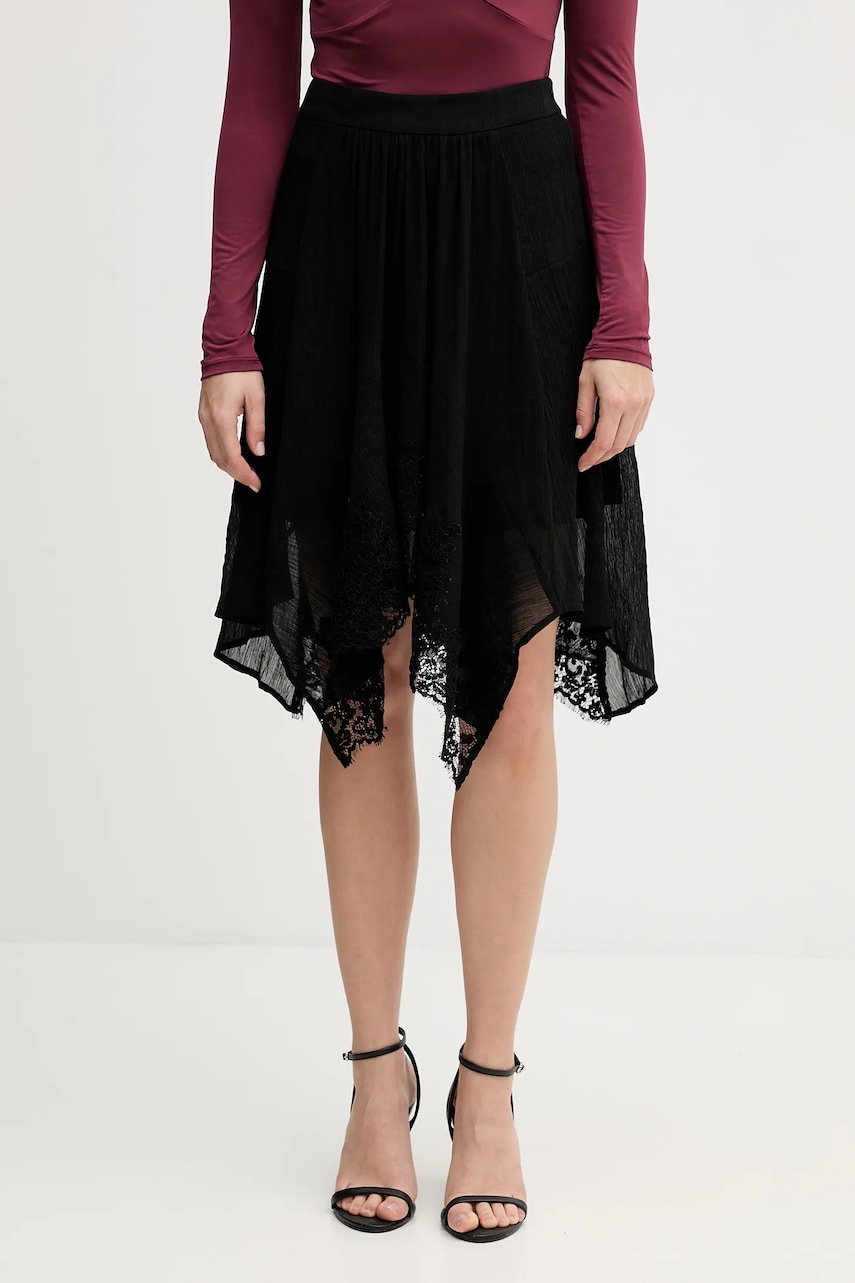 Sisley fustă culoarea negru, midi, evazați, 40RBL002Y