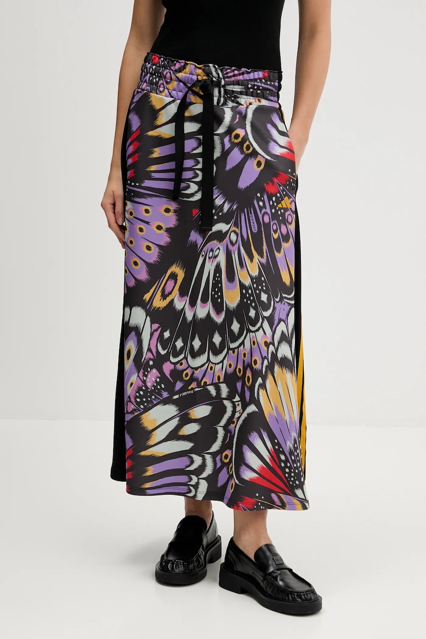 adidas fustă x Farm Rio culoarea negru, maxi, evazati, JL8619