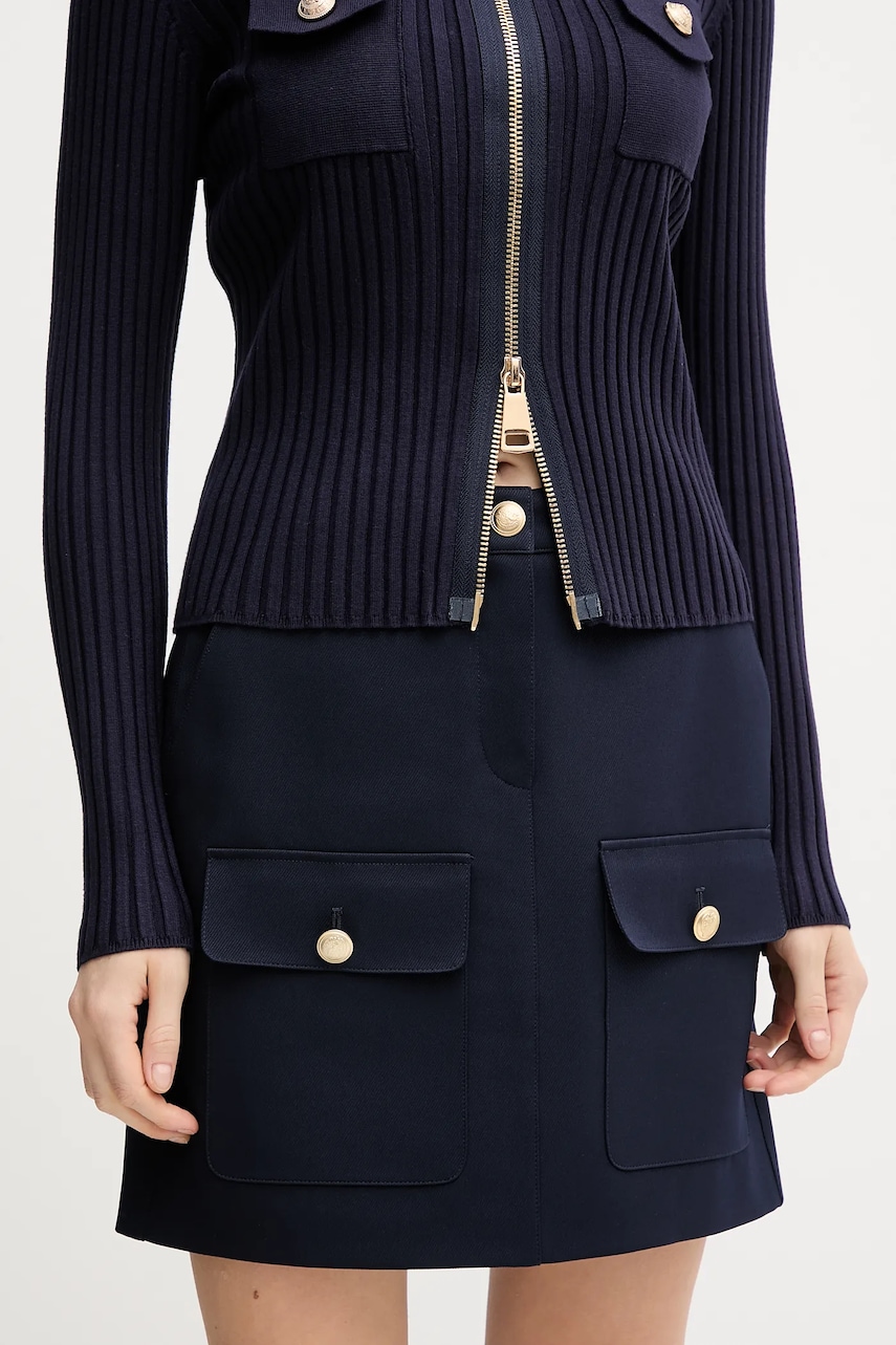 Marc Aurel fustă culoarea bleumarin, mini, drept, 2329-2020-24807