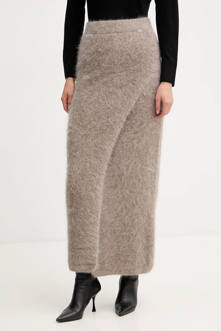 Levně Sukně s příměsí vlny Marciano by Guess AGNES béžová barva, maxi, 5BGD02 5794Z