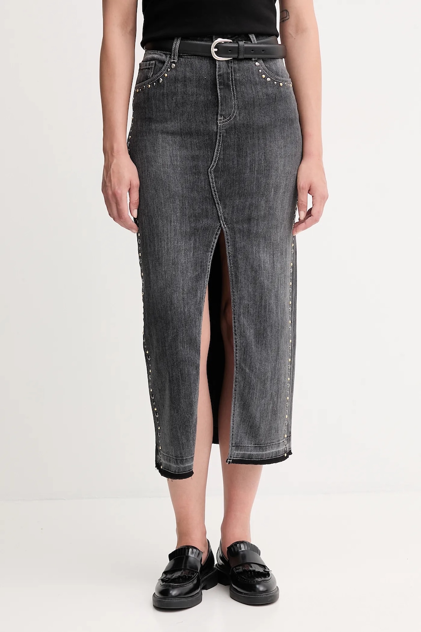 Gaudi fustă jeans culoarea gri, maxi, drept, 521BD76004