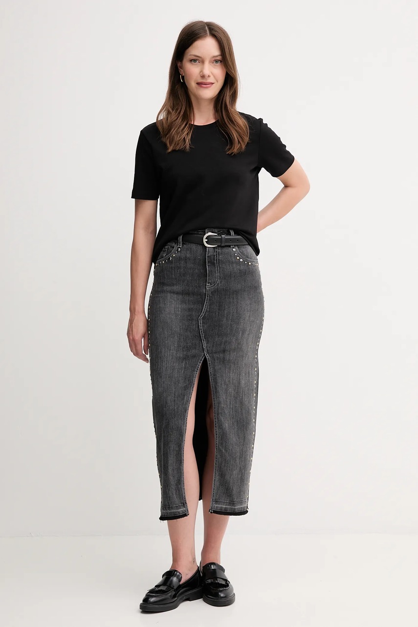 Джинсовая юбка Gaudi цвет серый maxi прямая 521BD76004