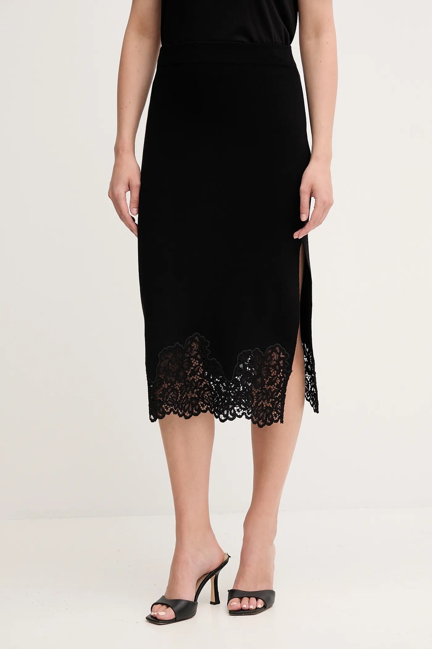 Levně Sukně Twinset černá barva, midi, 252TP3390