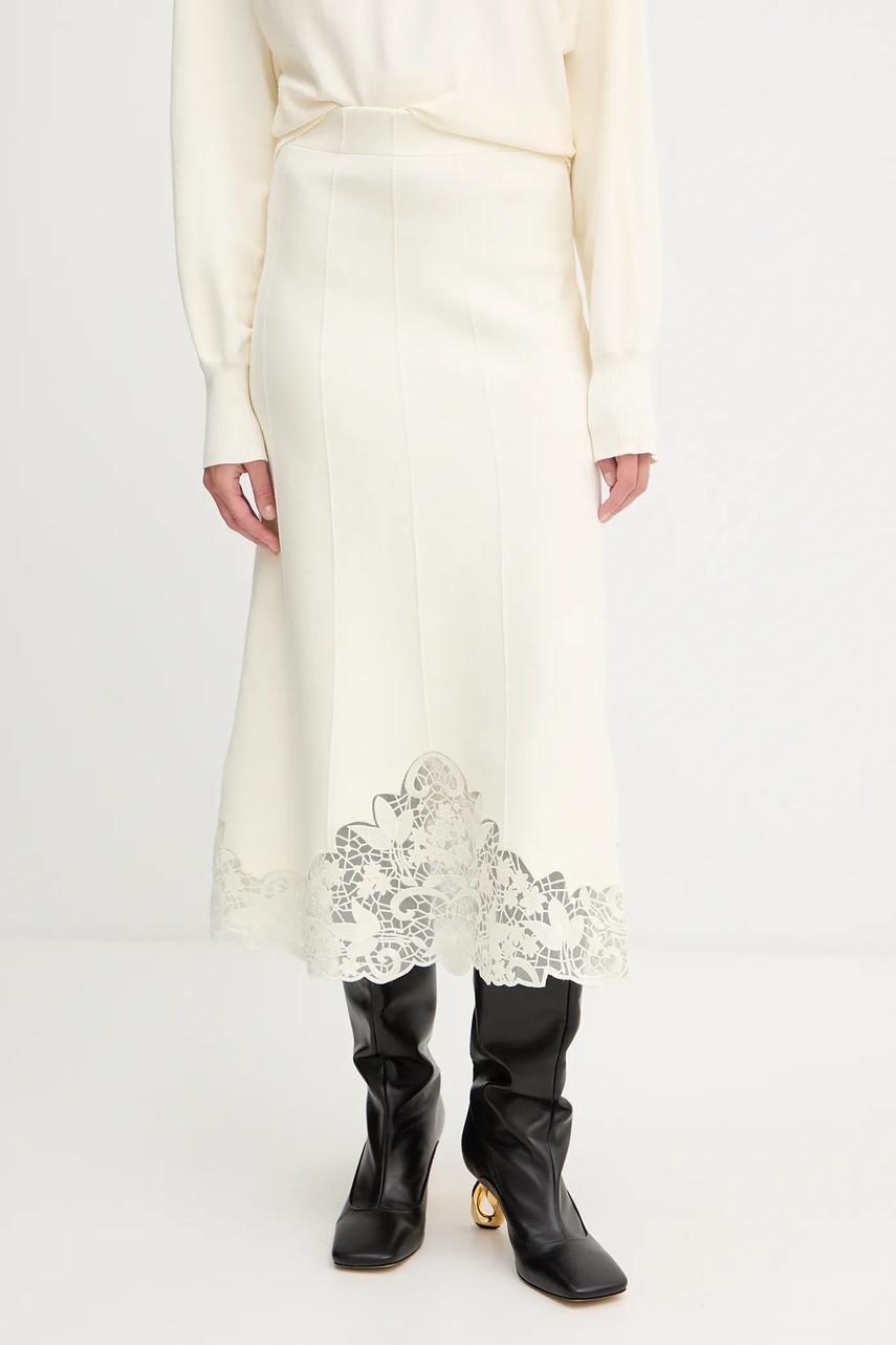Levně Sukně Twinset béžová barva, midi, áčková, 252TP3407