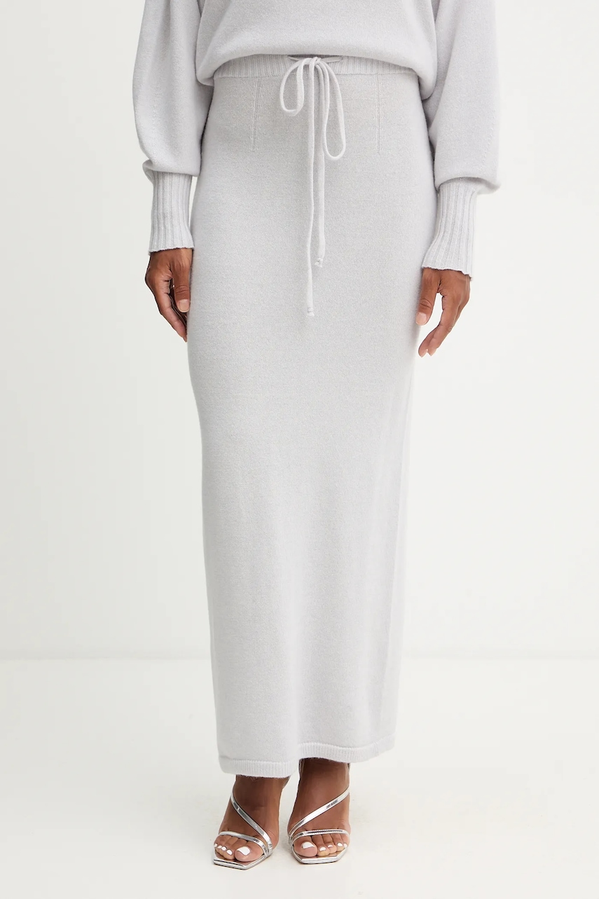 Levně Vlněná sukně Twinset šedá barva, maxi, 252TF3042