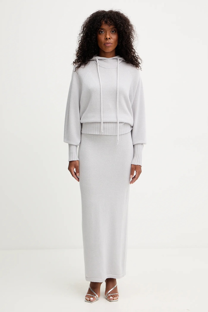 Шерстяная юбка Twinset цвет серый maxi прямая 252TF3042