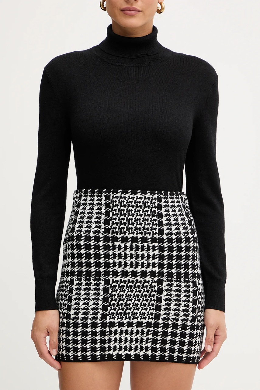 Levně Sukně s příměsí vlny Twinset bílá barva, mini, 252TT3041