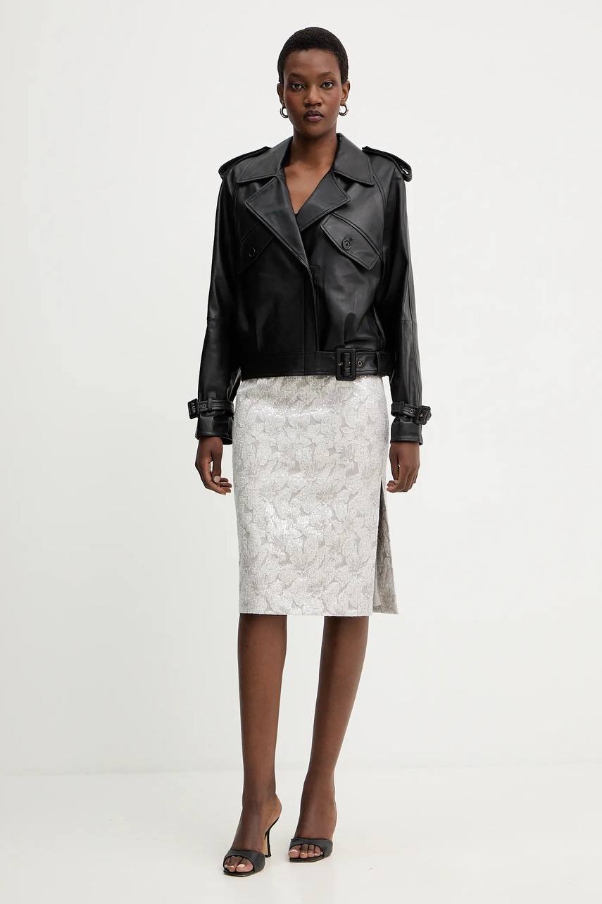 Юбка Luisa Spagnoli цвет серебрянный midi карандаш 542517