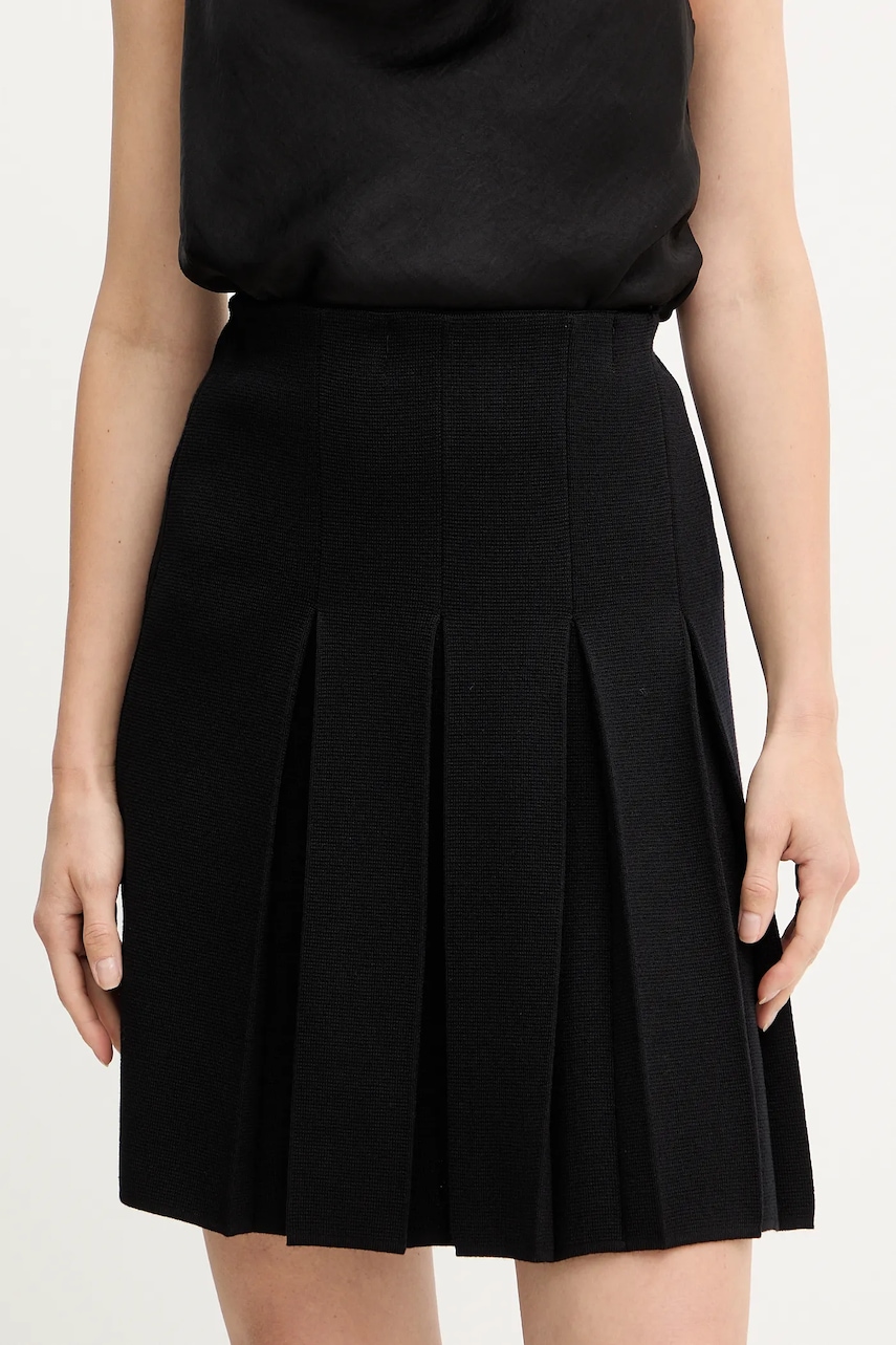 Luisa Spagnoli fustă de lână culoarea negru, mini, evazați, 100092