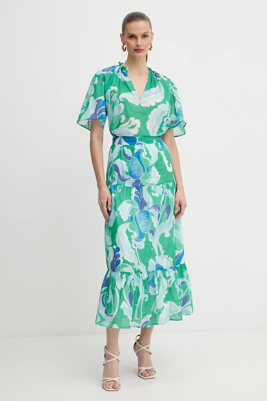 Юбка Morgan цвет зелёный maxi расклешённая JFLIX.F