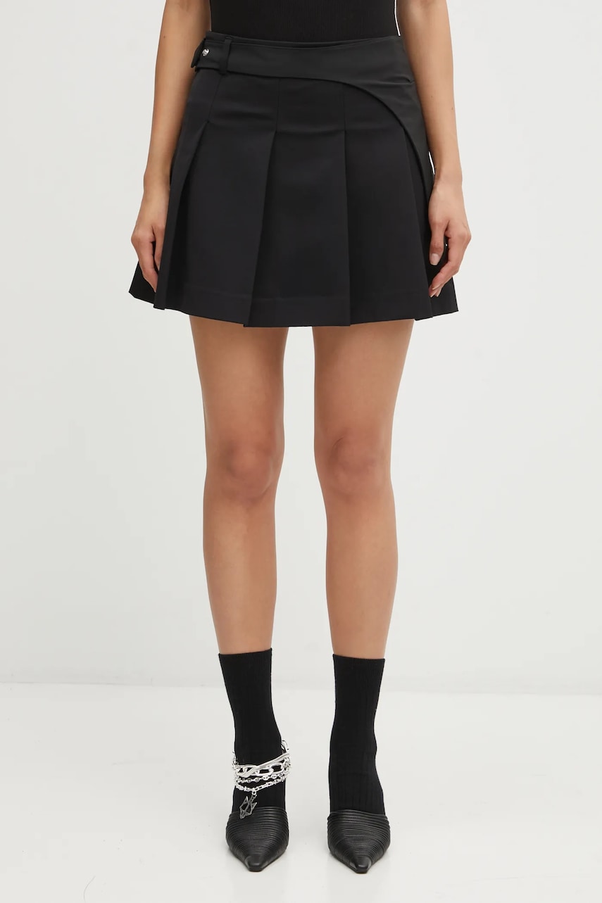 Heliot Emil fustă culoarea negru, mini, evazați, AW25_W_12_050_BLK01