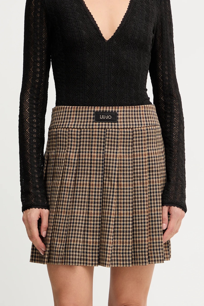 Levně Sukně Liu Jo zelená barva, mini, áčková, MF5156 T4335