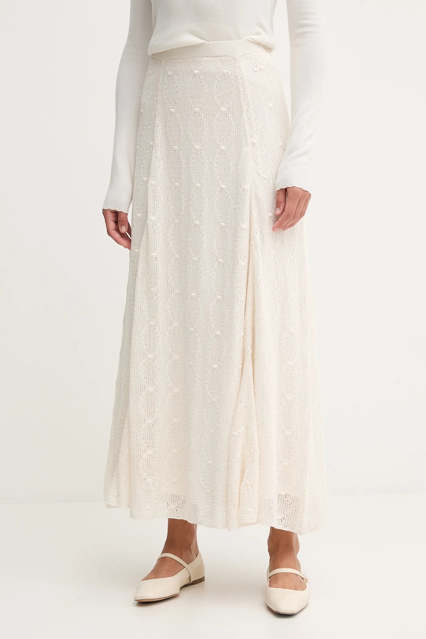 Pedro del Hierro fustă din bumbac culoarea bej, maxi, evazați, 7592135