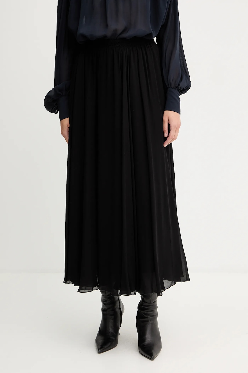 Marella fustă culoarea negru, midi, evazati, 2523106011200