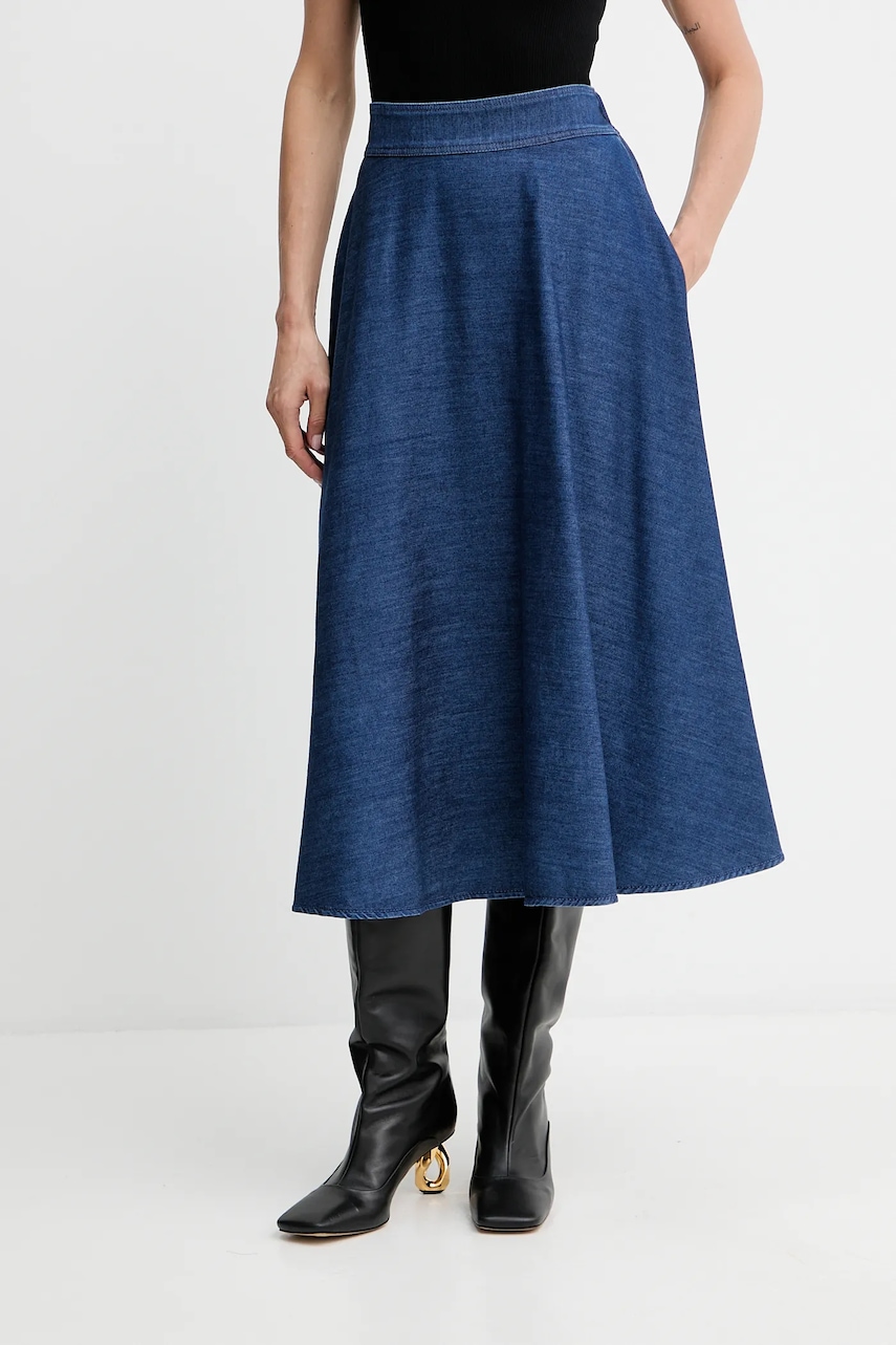Marella fustă jeans culoarea violet, midi, evazați, 2523106014200
