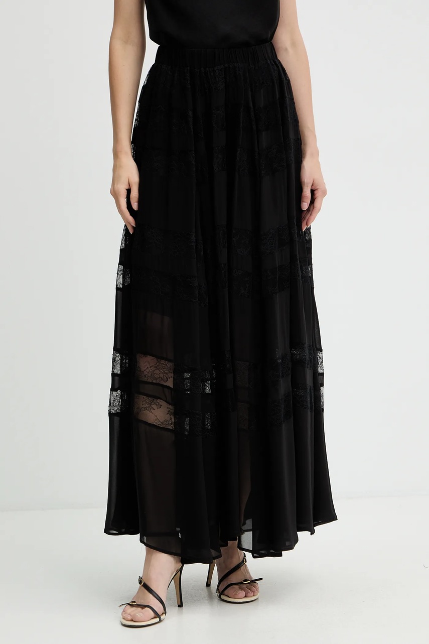 Marella fustă culoarea negru, maxi, evazați, 2523106082200