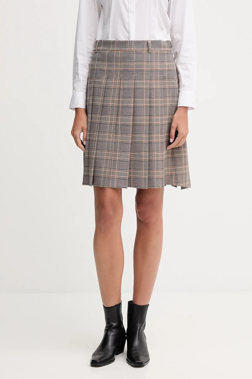 Levně Sukně Tommy Hilfiger hnědá barva, mini, áčková, WW0WW46651